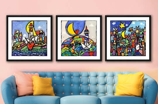 Tableaux multicolore | Toiles et affiches encadrées du peintre Wallas